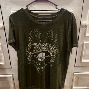 Journey World Tour 1980s Olive Green T-Shirt